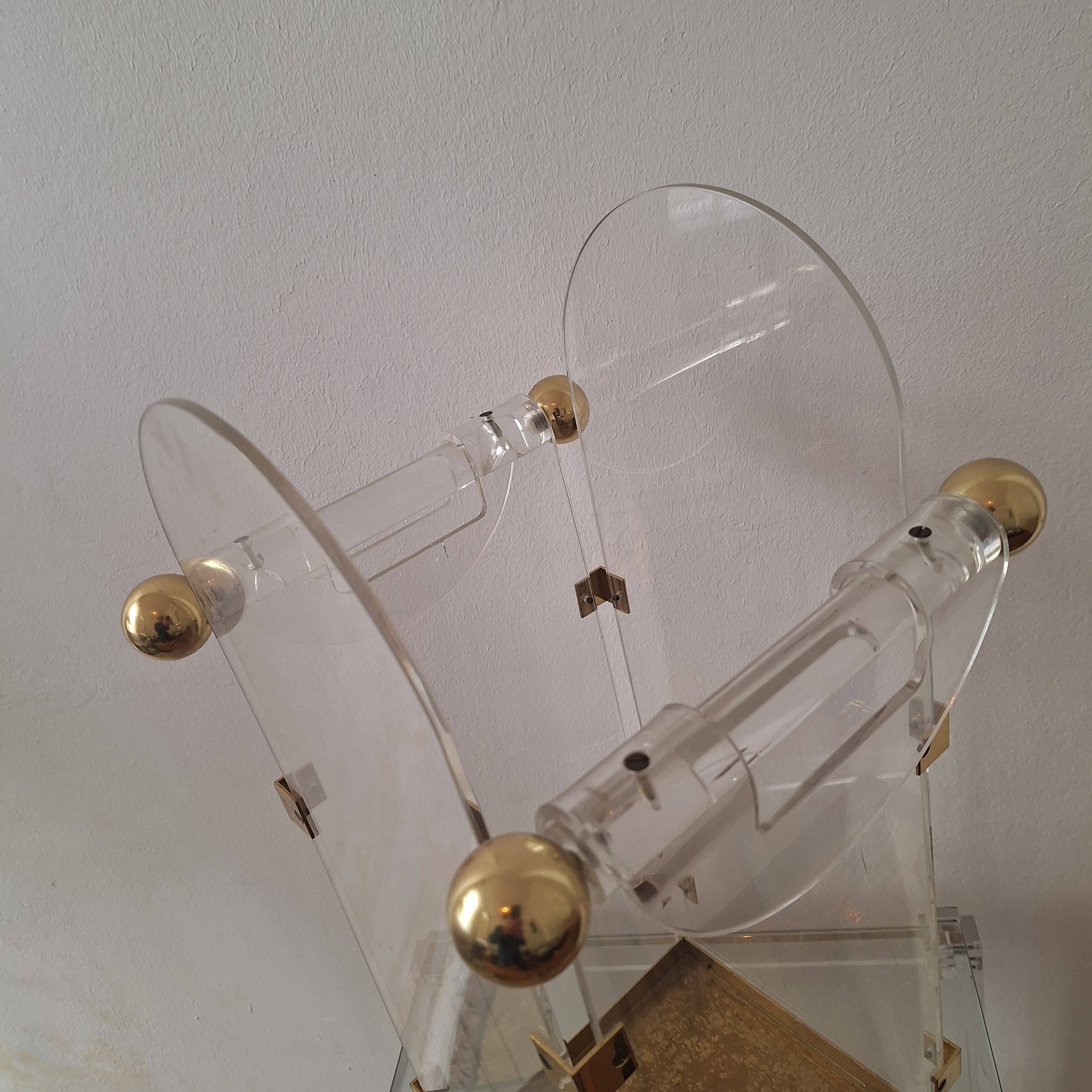 Fontana Arte inspired lucite / acrylic and brass umbrella stand, 1970s