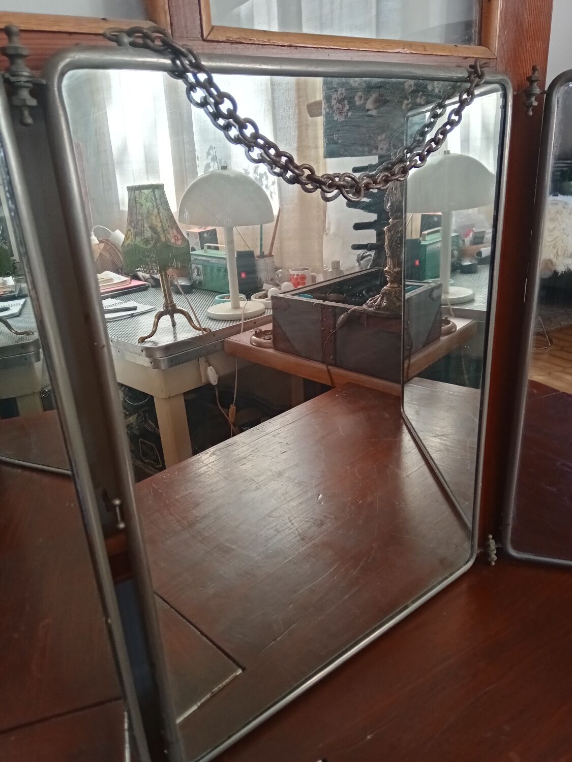 King size triptych barber mirror