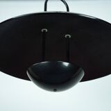 Vintage 1990s Black Pendant Lamp with Glass Top Shade. Italy