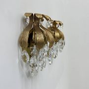 Palwa crystal wall lamp sconce by Ernst Palme, brass pineapple, 1960s, Germany