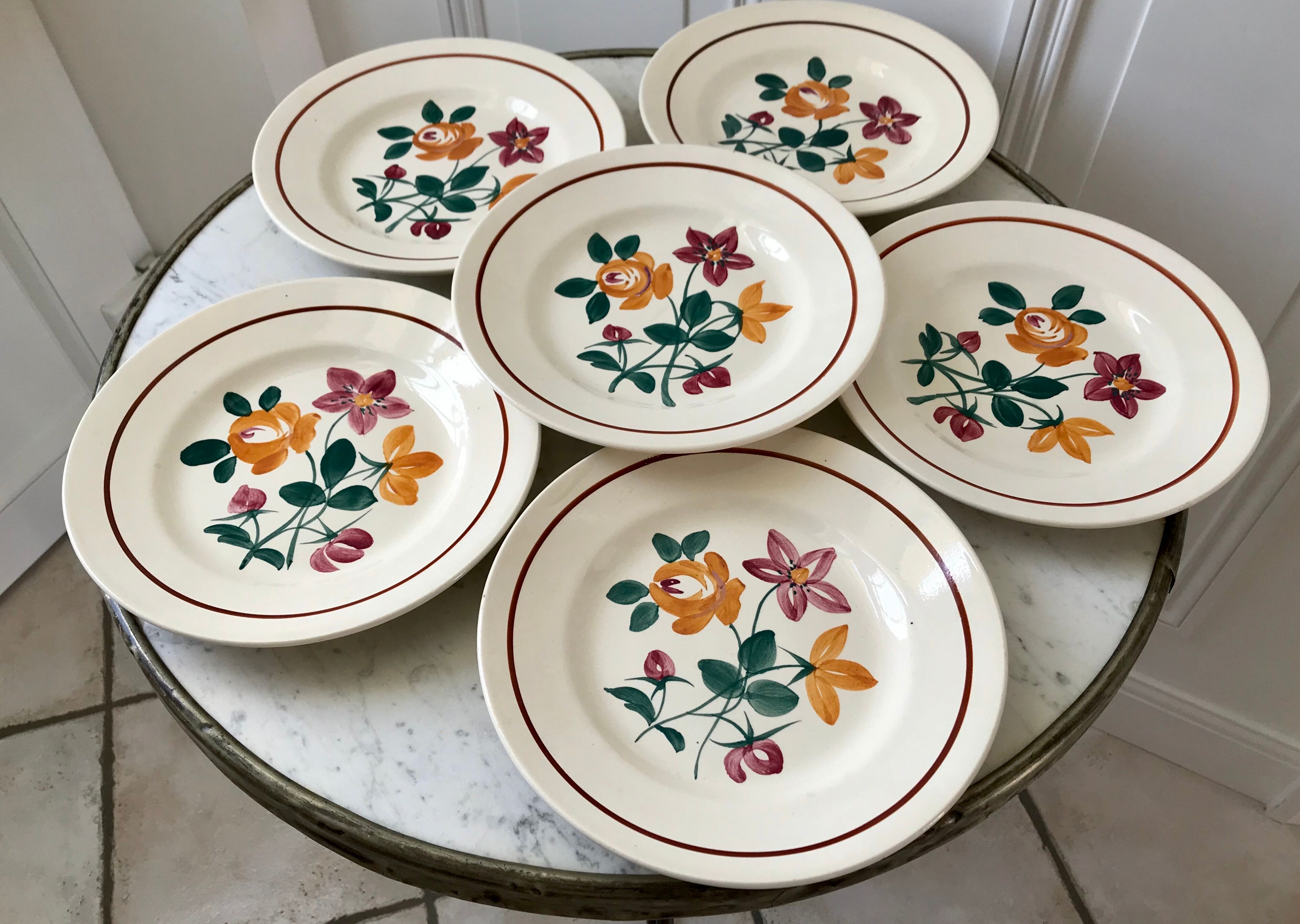 Set of 9 hollow plates Digoin Sarreguemines model "Cannes"