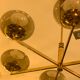 Italian Sciolari chandelier in brass, 6 burners with smoked glass, 1970