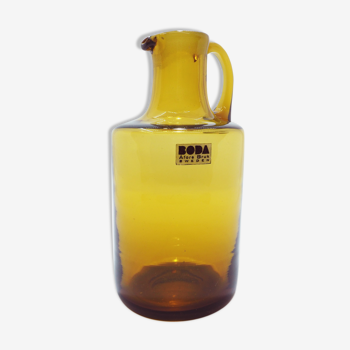 Pichet en verre jaune Kosta Boda par Ernest Gordon