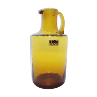 Kosta Boda yellow glass pitcher by Ernest Gordon