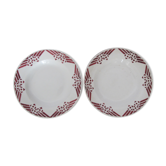 2 assiettes creuses en faïence de Saint Amand