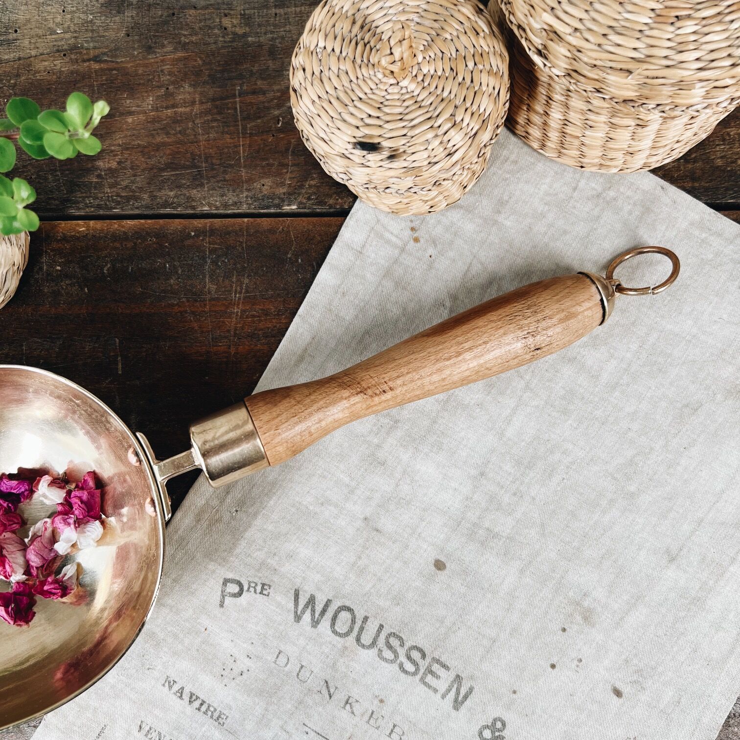 Large old brass grocery shovel