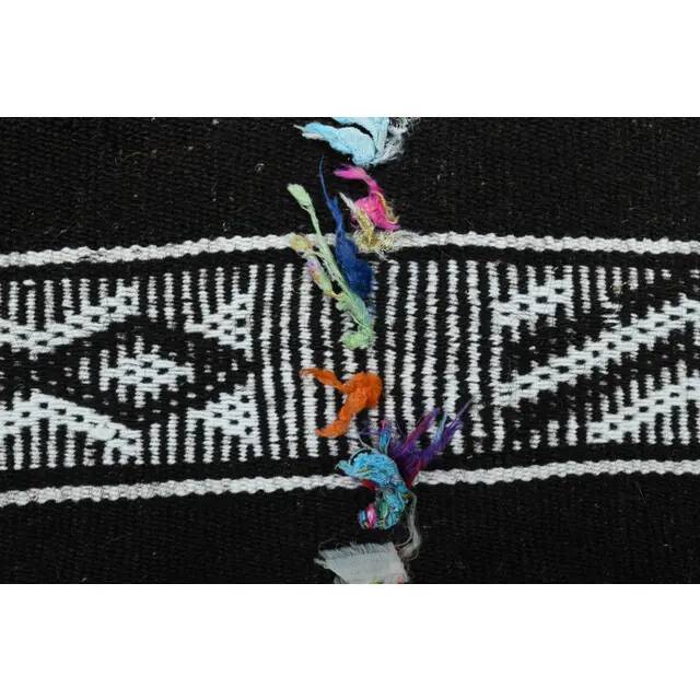 1970s Vintage Turkish Oushak Handmade Wool Cotton Black Runner Rug 169x190