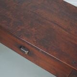 Vintage Large French Teak Rustic Colonial Farmhouse Side Table