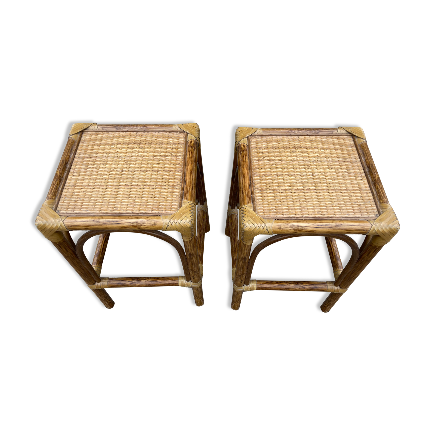 Pair of rattan stools