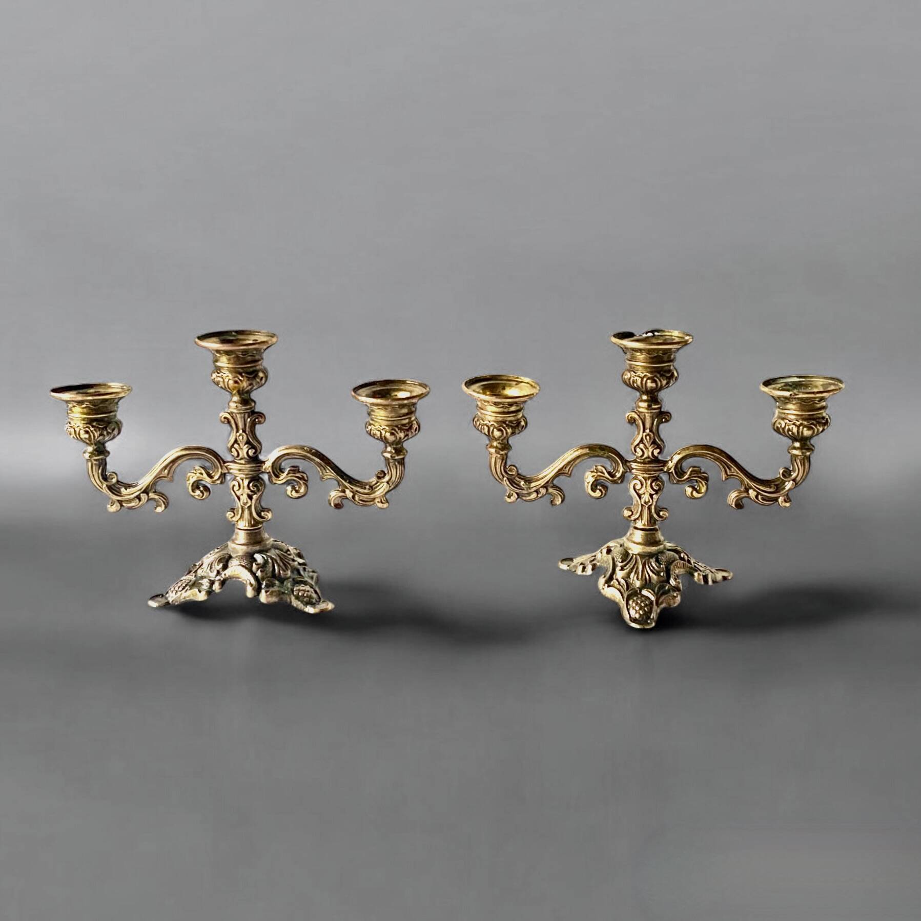 Pair of vintage brass candlesticks - Made in Italy