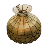 Mother-of-pearl chandelier and brass shape flower 70s