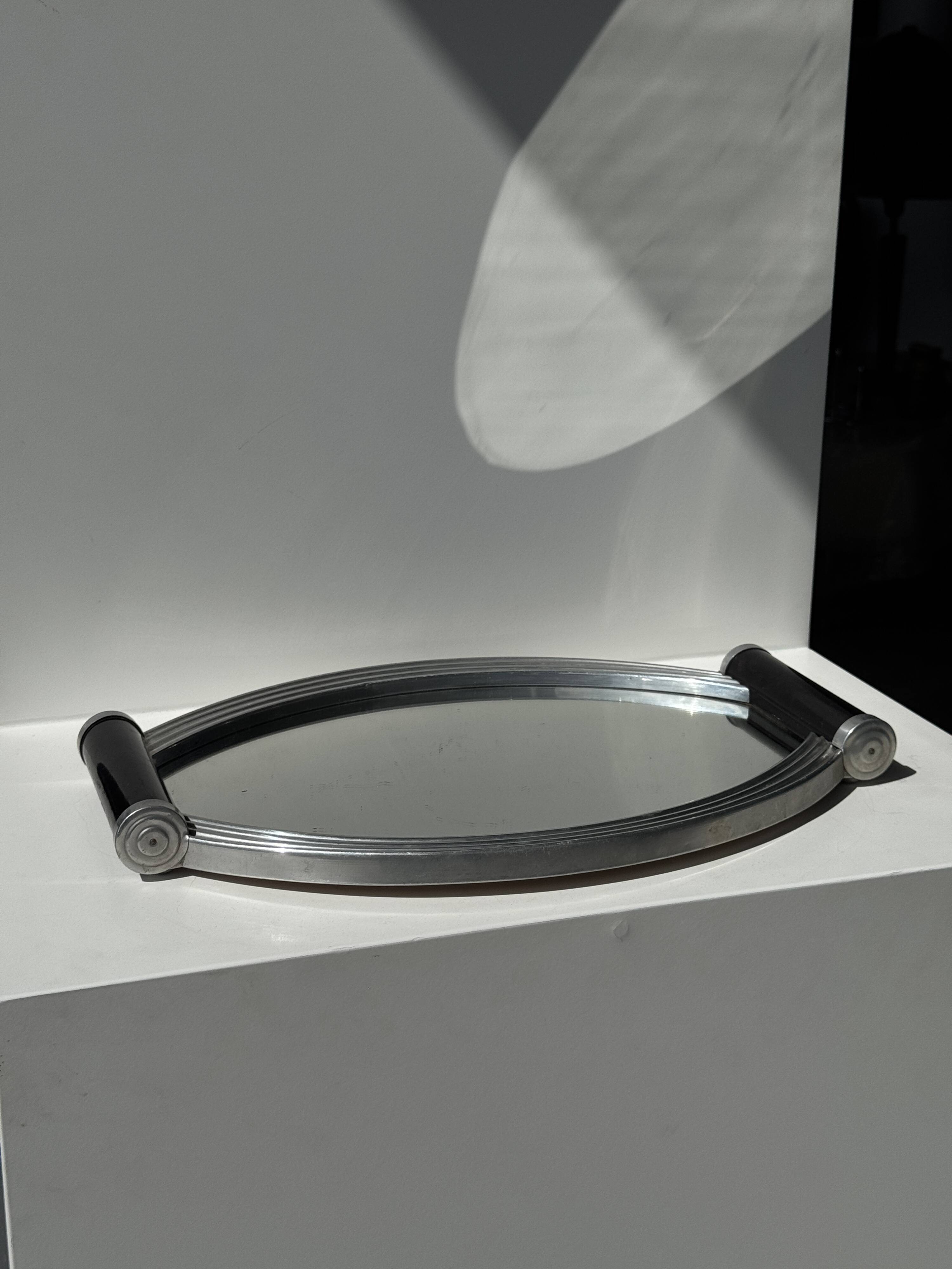 Vintage black two-handled mirror tray 26x38
