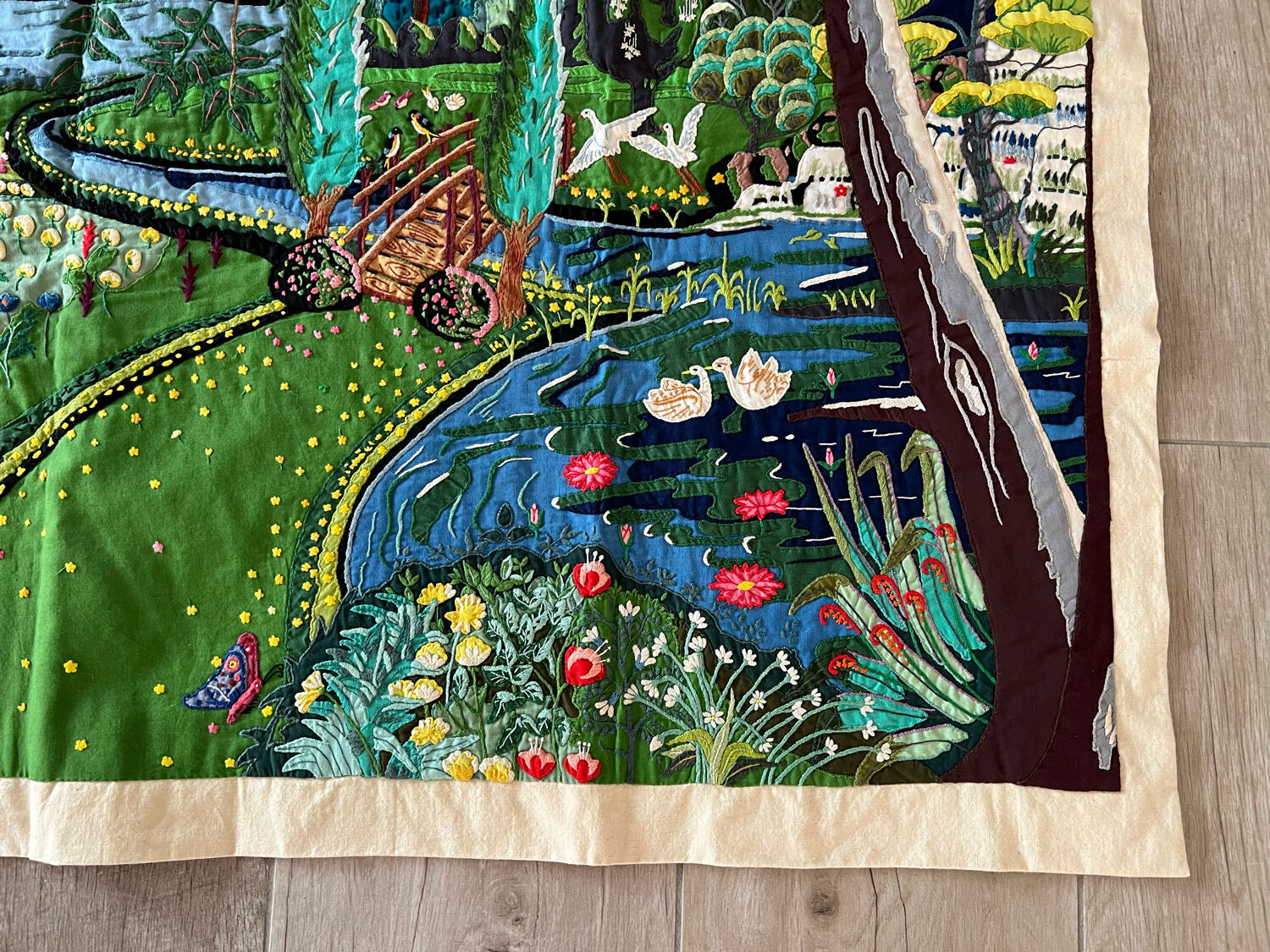 Embroidered wall hanging