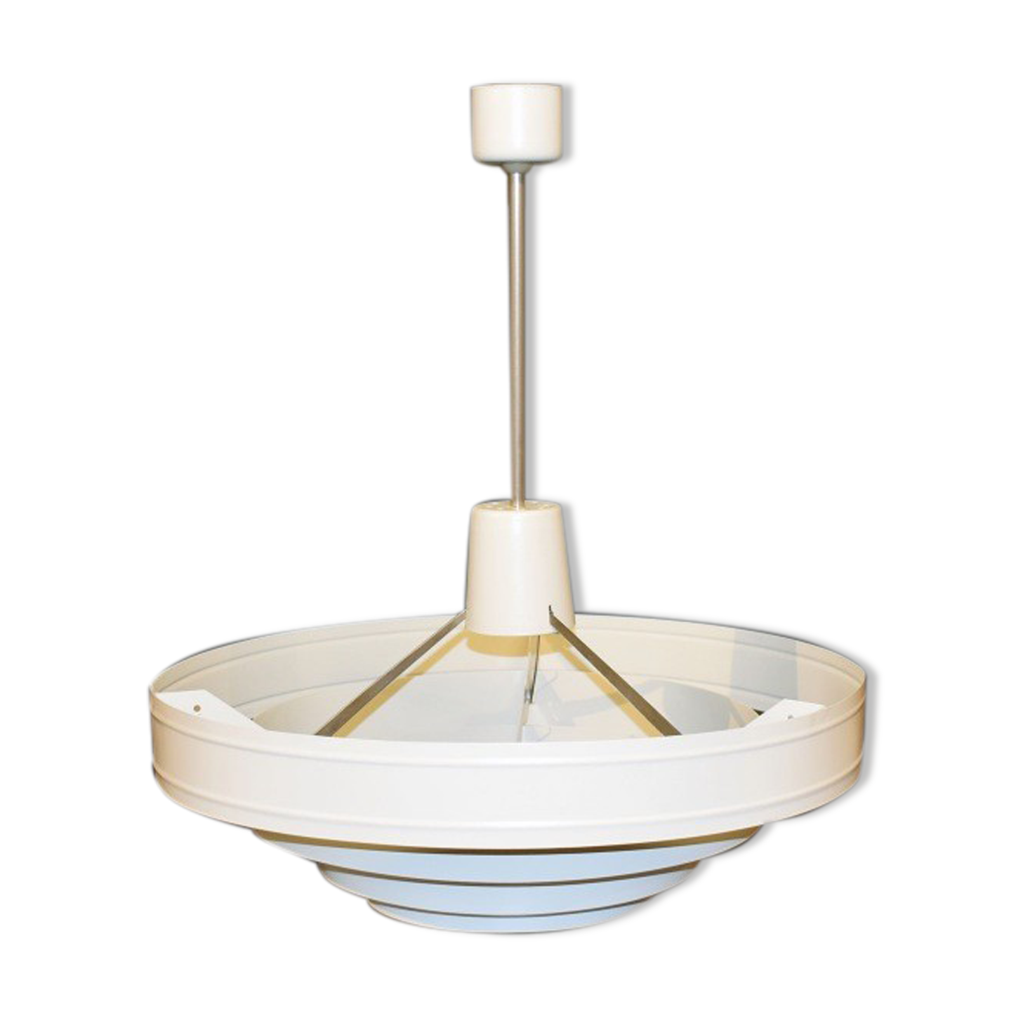 Saturn pendant light in satin white lacquered metal