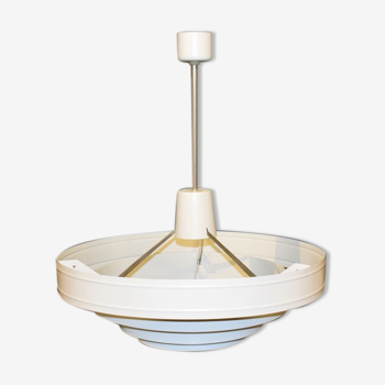 Saturn pendant light in satin white lacquered metal
