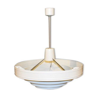 Saturn pendant light in satin white lacquered metal