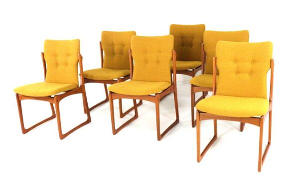 Ensemble de 6 chaises de salle à manger Vamdrup 'Nyhavn' - nouvelle tapisserie restaurée