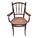 Thonet ancien fauteuil chaise bistrot cannée bois signé