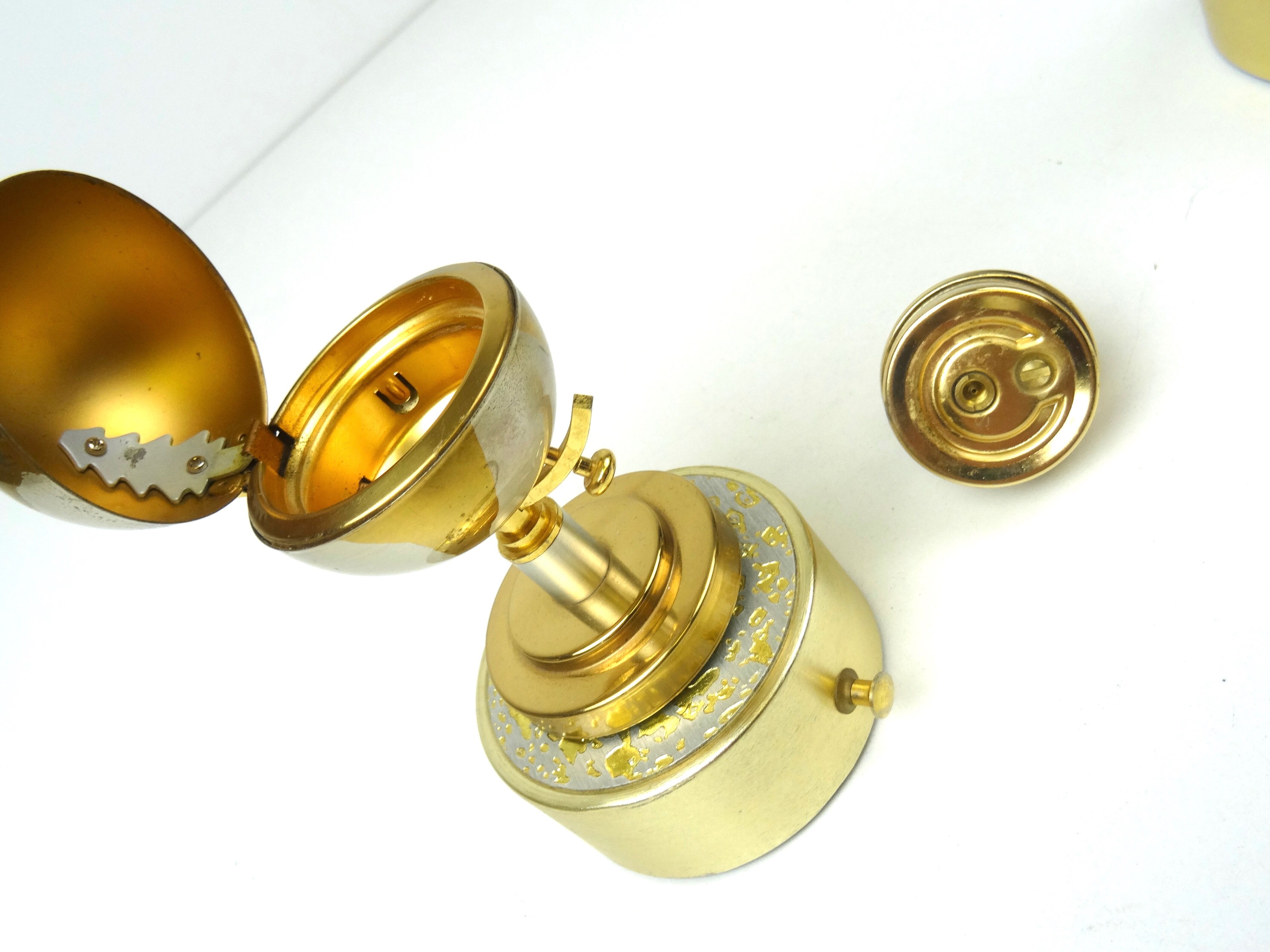 mid century set of globe cigarette dispenser & table lighter Music box Germany 1950