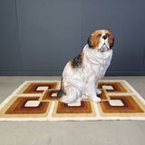 Life sized Vintage glazed terracotta St bernard dog sculpture, 1960s