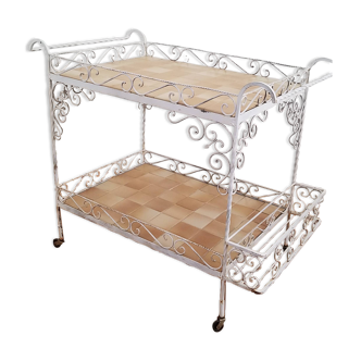Vintage wrought iron serving trolley from the 1970s