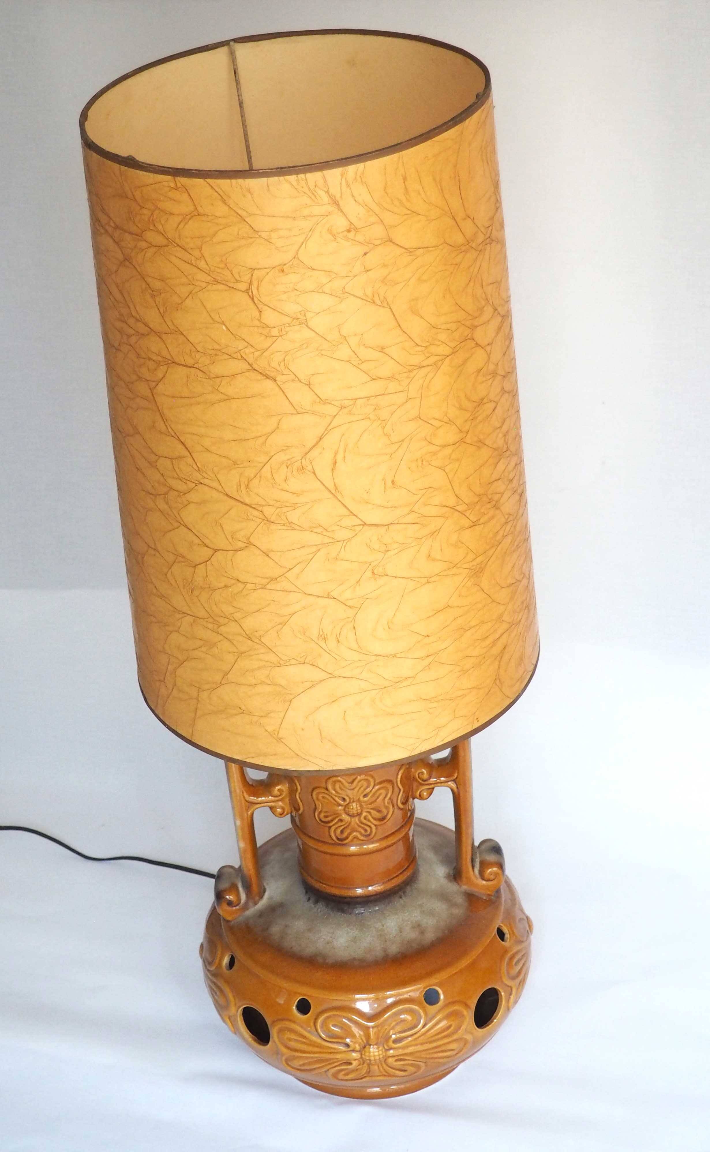 Large ochre ceramic floor lamp