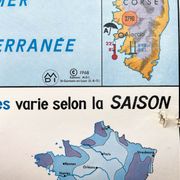 Vintage school map france climat mdi year 1968