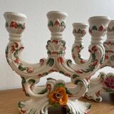 Pair of white earthenware candlesticks