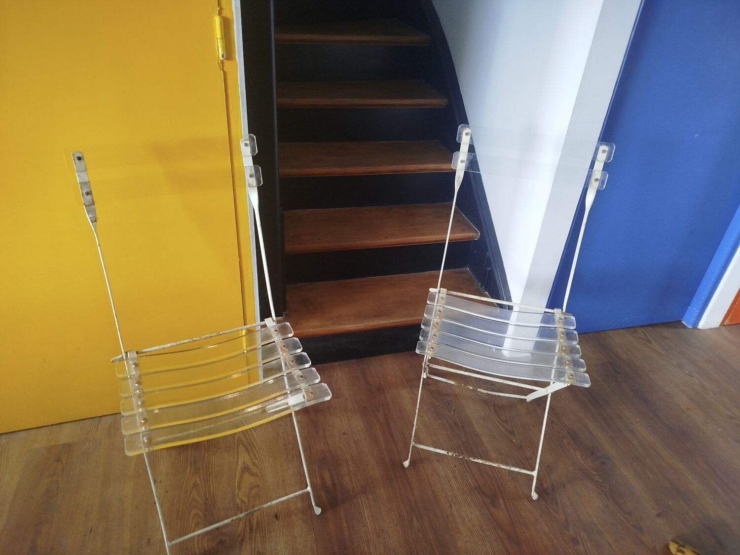 Pair of vintage folding chairs "The Invisibles" by Lebovici and Berthet