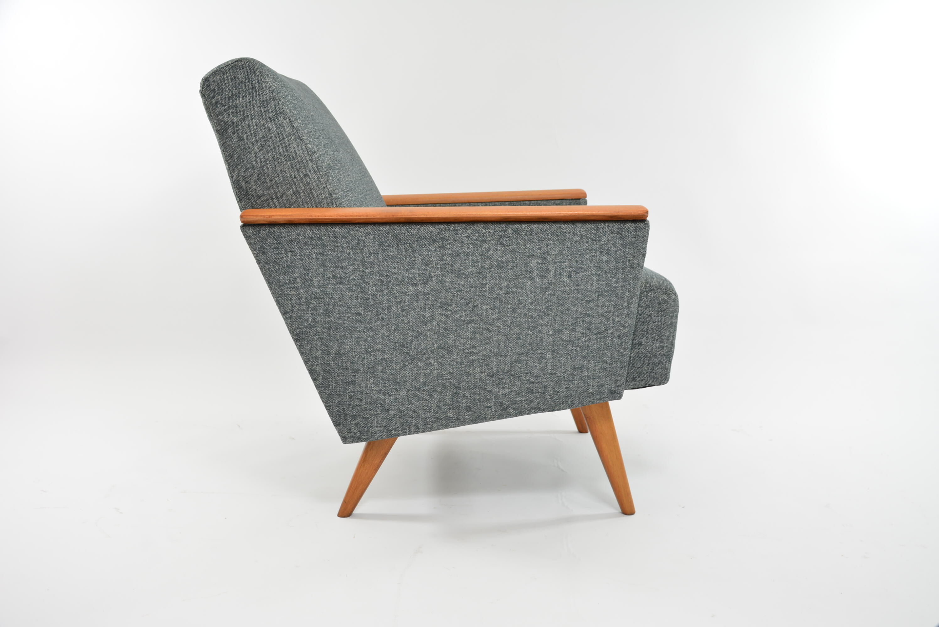 Fauteuil carre gris chiné