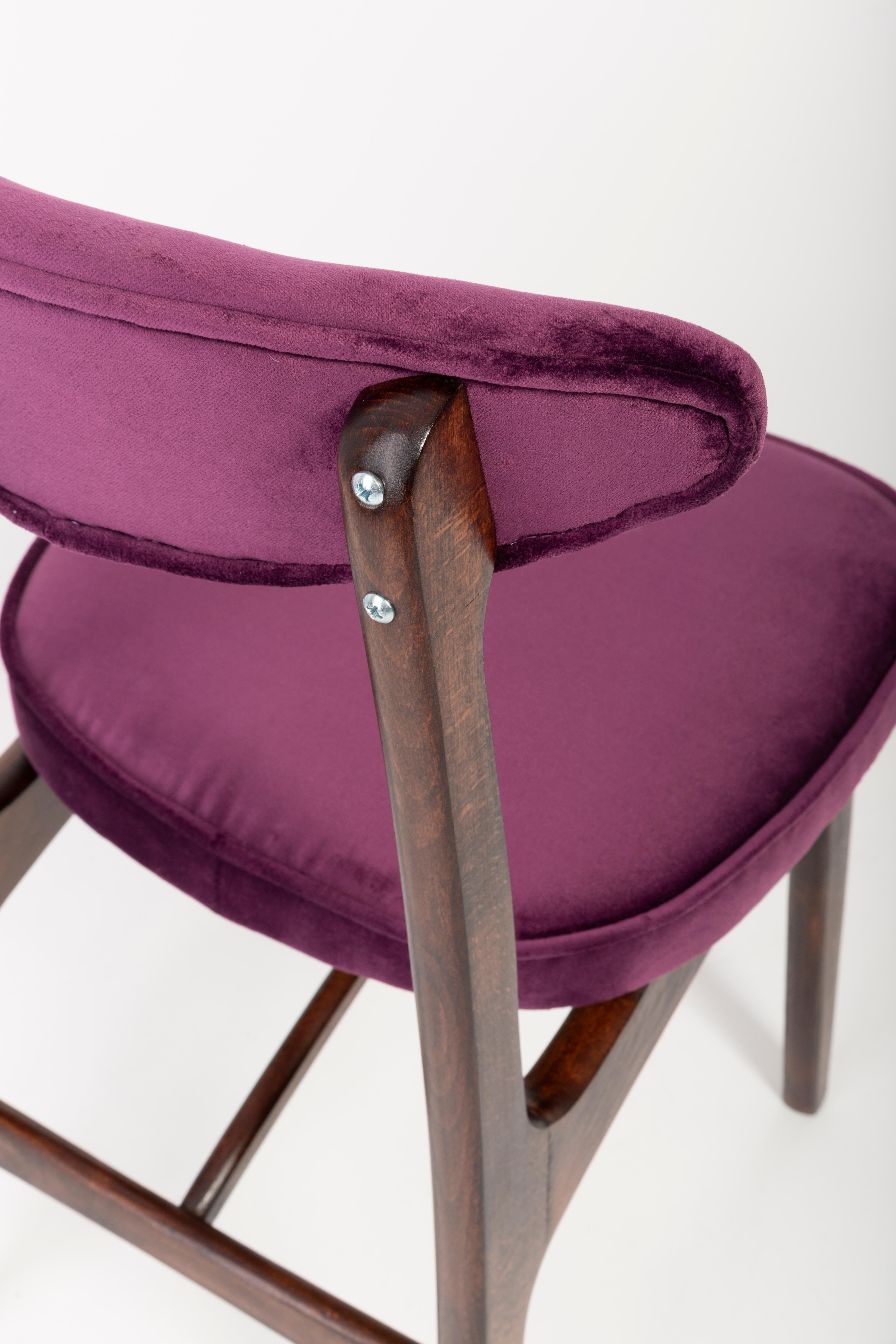 Chair by Rajmund Halas in purple velvet from the 20th century, 1960s.
