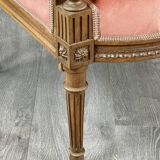 Paire de fauteuils bergères de style Louis XVI en bois sculpté, velours, XX