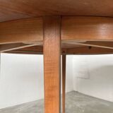 Scandinavian round teak table with extension