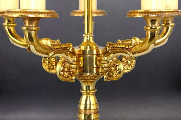 Bronze Bouillotte Lamp in Solid Empire Style Five Lights * Lucien Ga