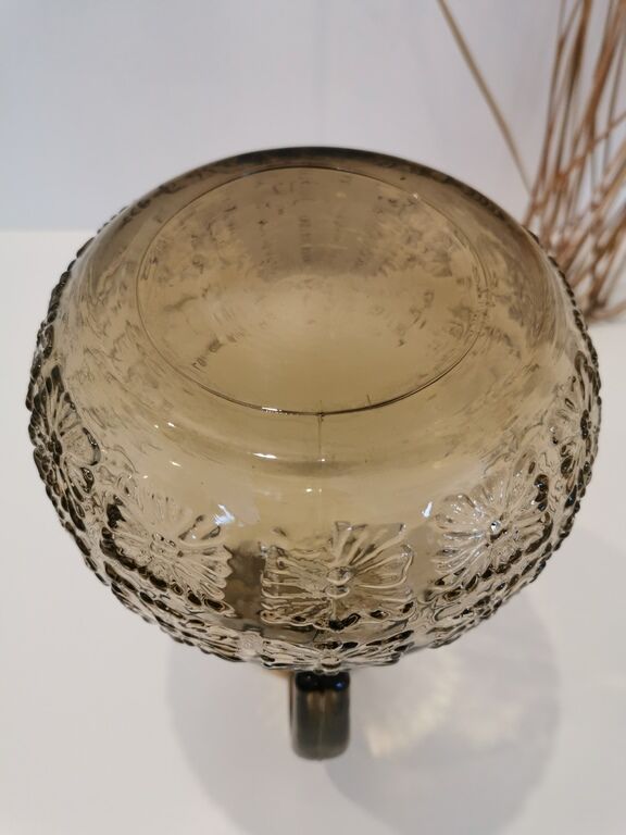 Glass set and decanter made of smoked glass from Italy