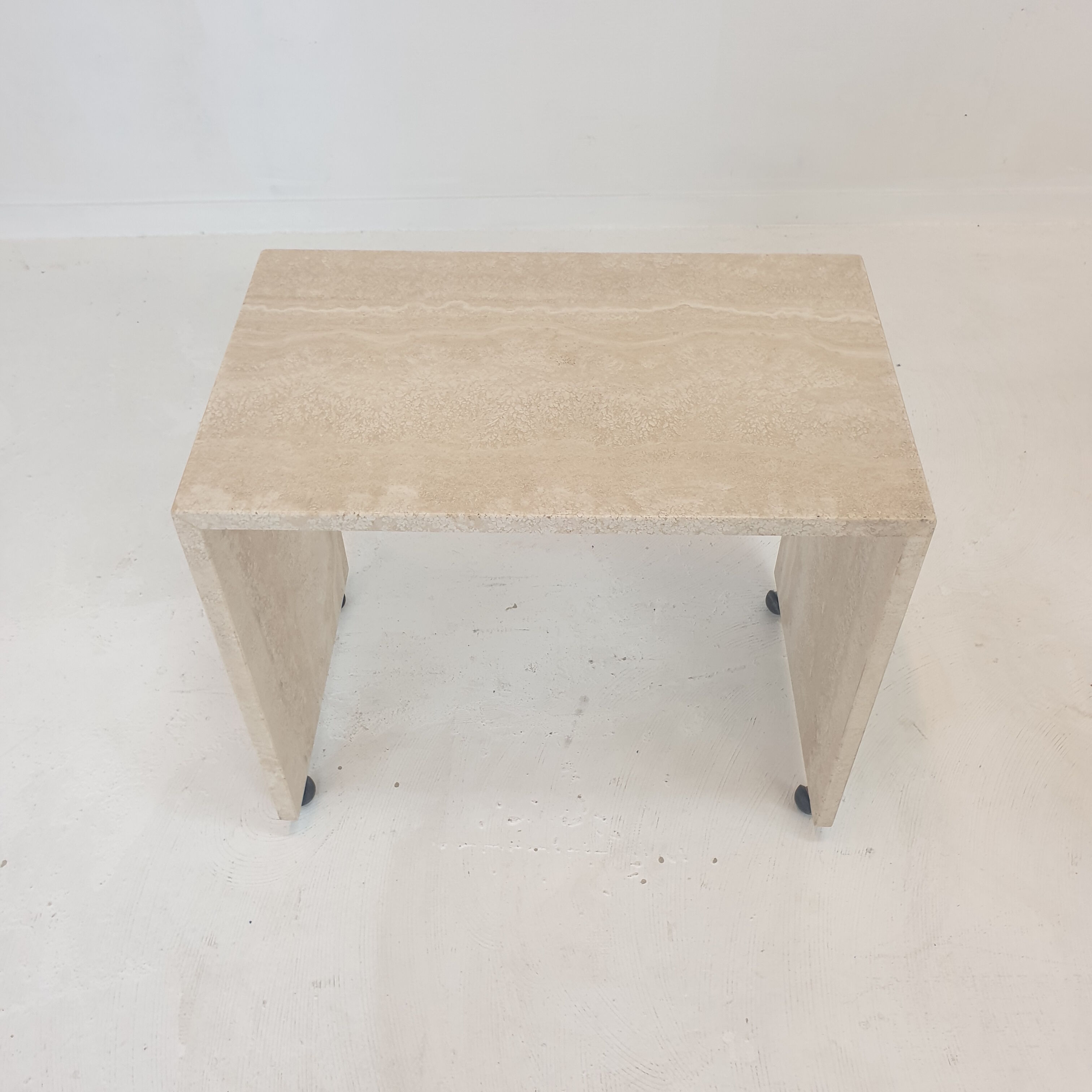 Set of 3 Italian Travertine Nesting Tables, 1980s