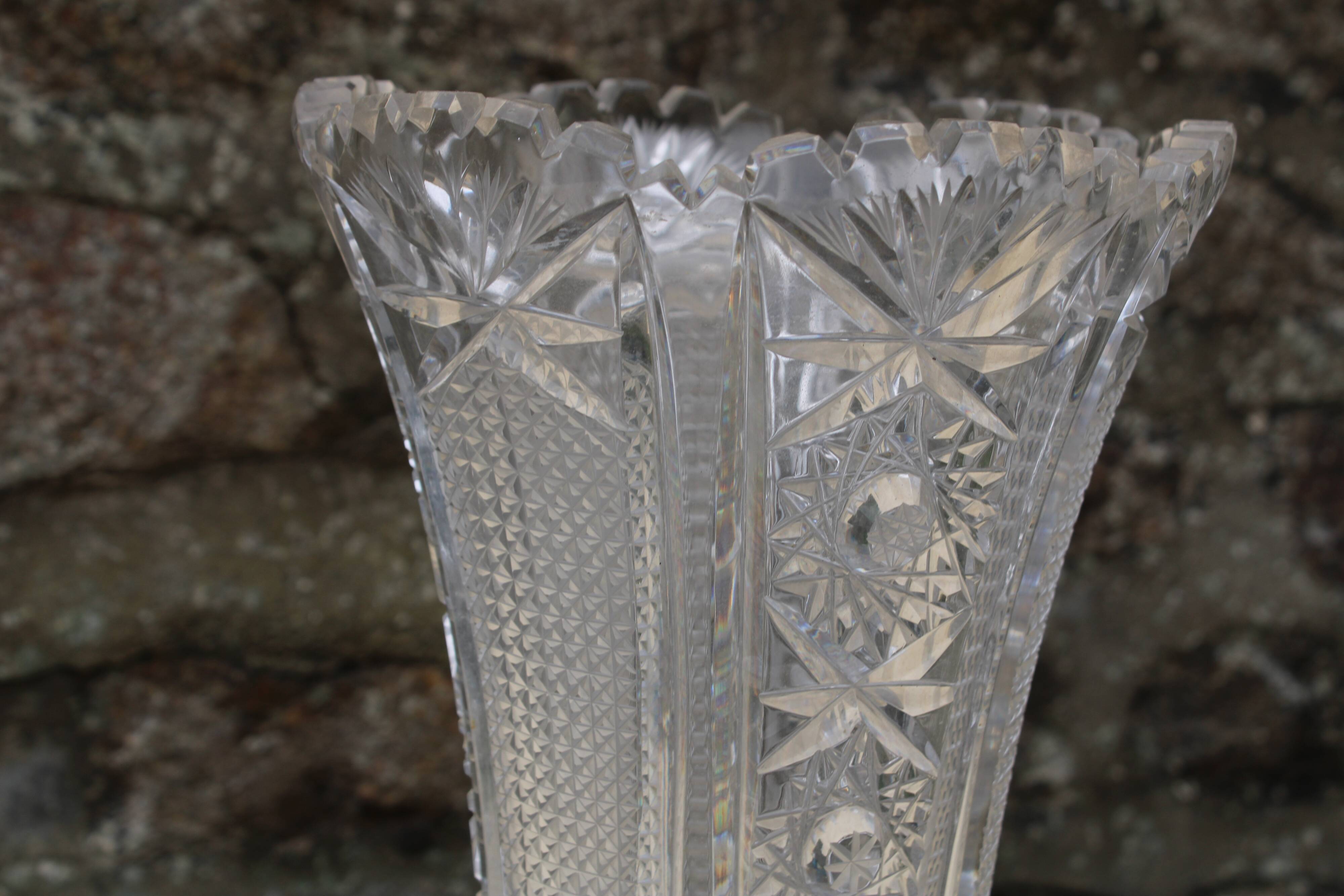 Chiseled crystal vase