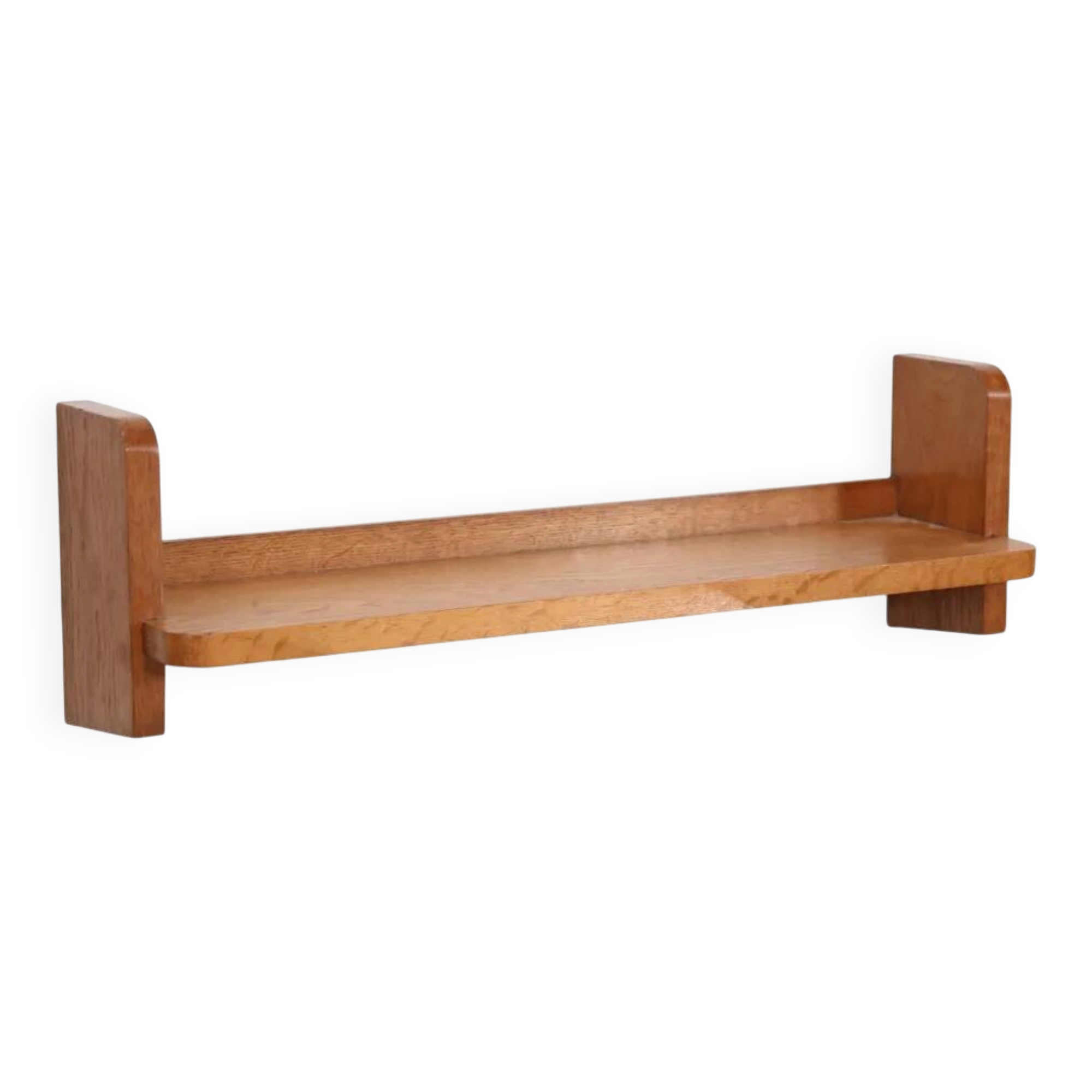 Mid-century oak brutalist wall shelf