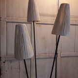 Floor lamp 3 branches 1950 in metal and raffia