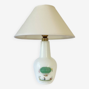 Opaline lamp 1960, new fabric cable, pagoda lampshade