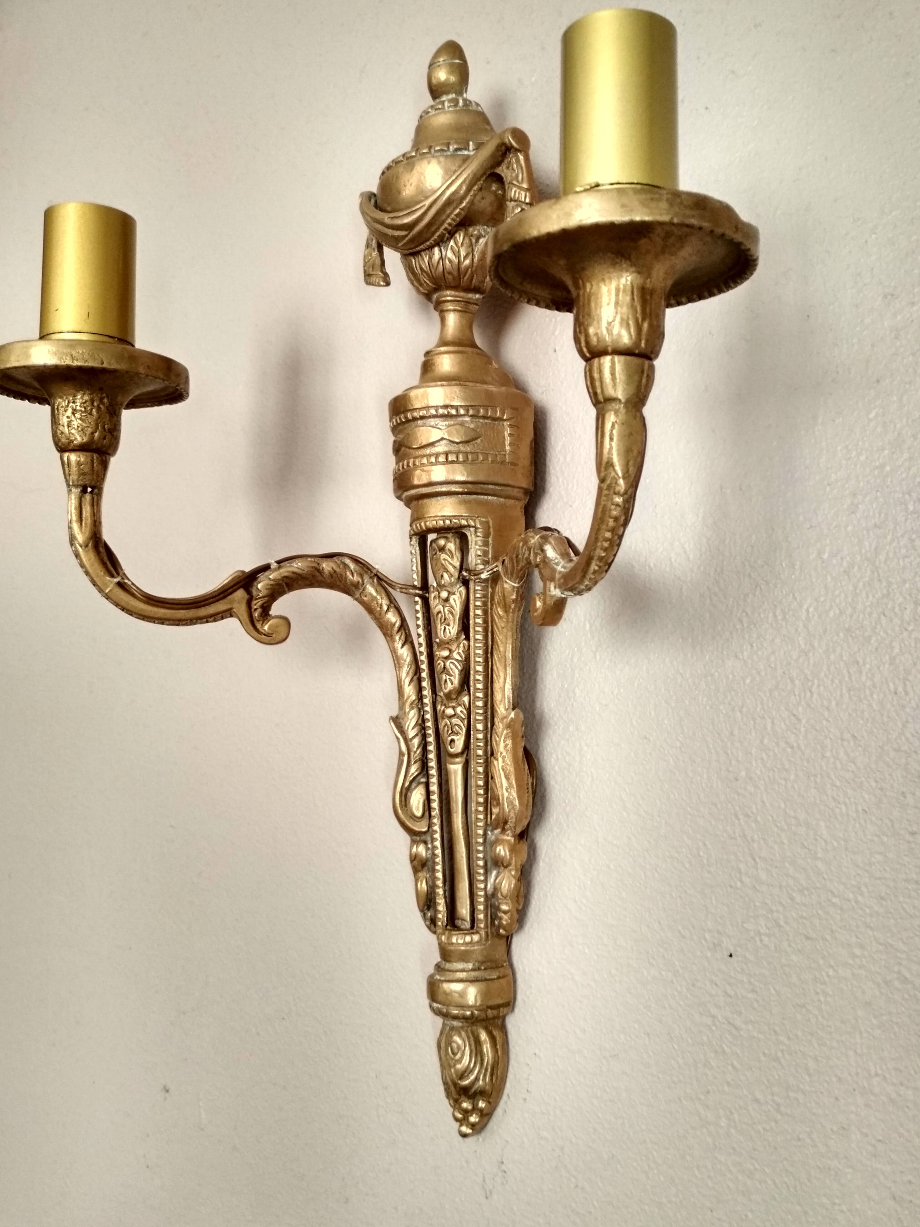 Old Wall Sconce bronze two torches style Napoleon III