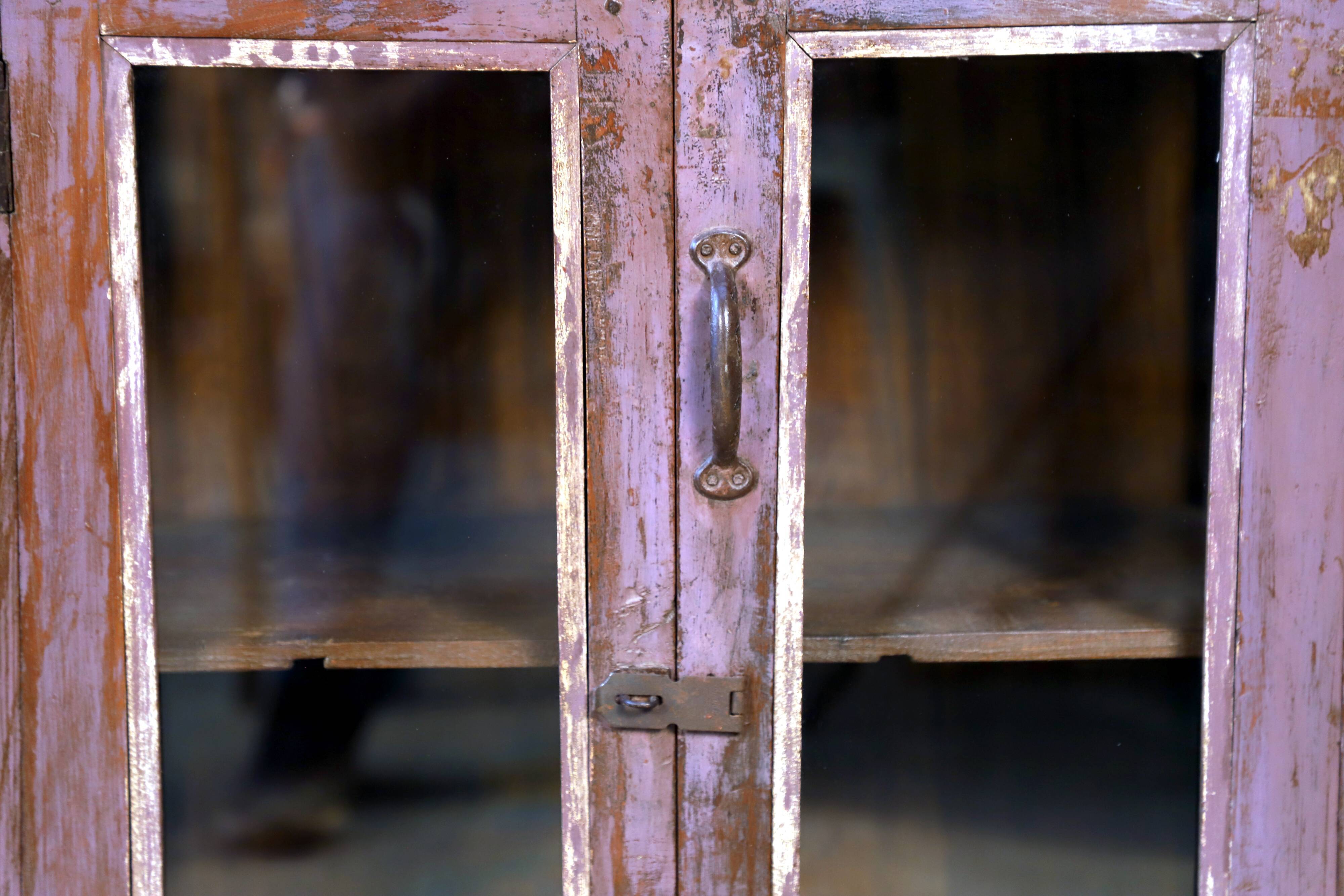 Antique Burmese teak sideboard with original mauve patina