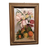 Oil painting on paper depicting roses - signed A. Sambuchi