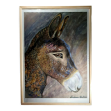 Blue donkey portrait painting