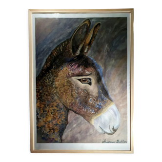 Blue donkey portrait painting