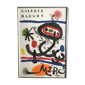 Original poster drawn on zinc by Joan MIRO, Galerie Maeght, 1975