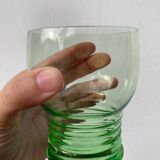 5 vintage green blown glass water glasses