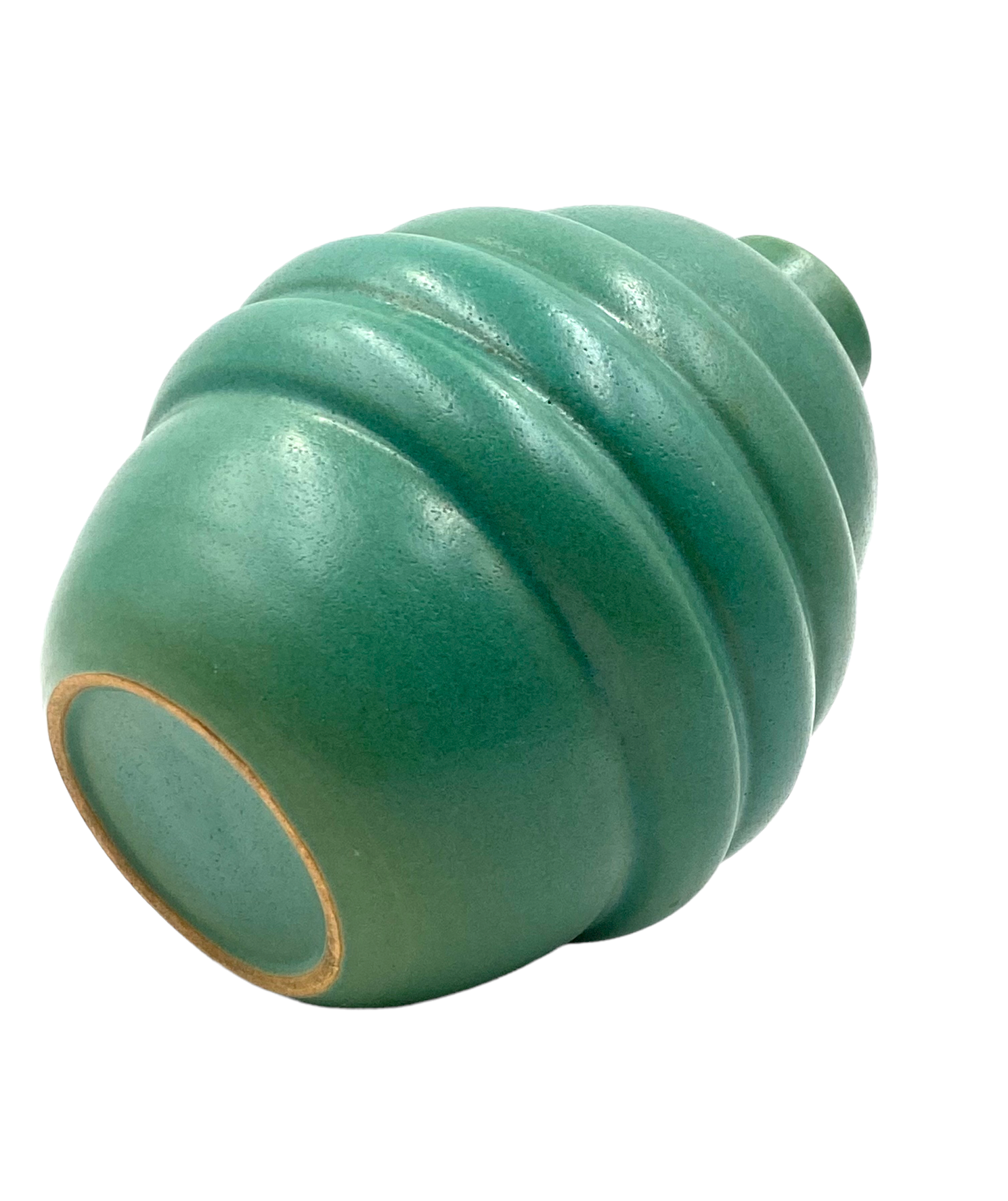 Art deco turquoise faience vase, france 1940s