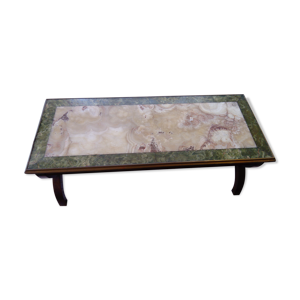 table basse bois et marbre