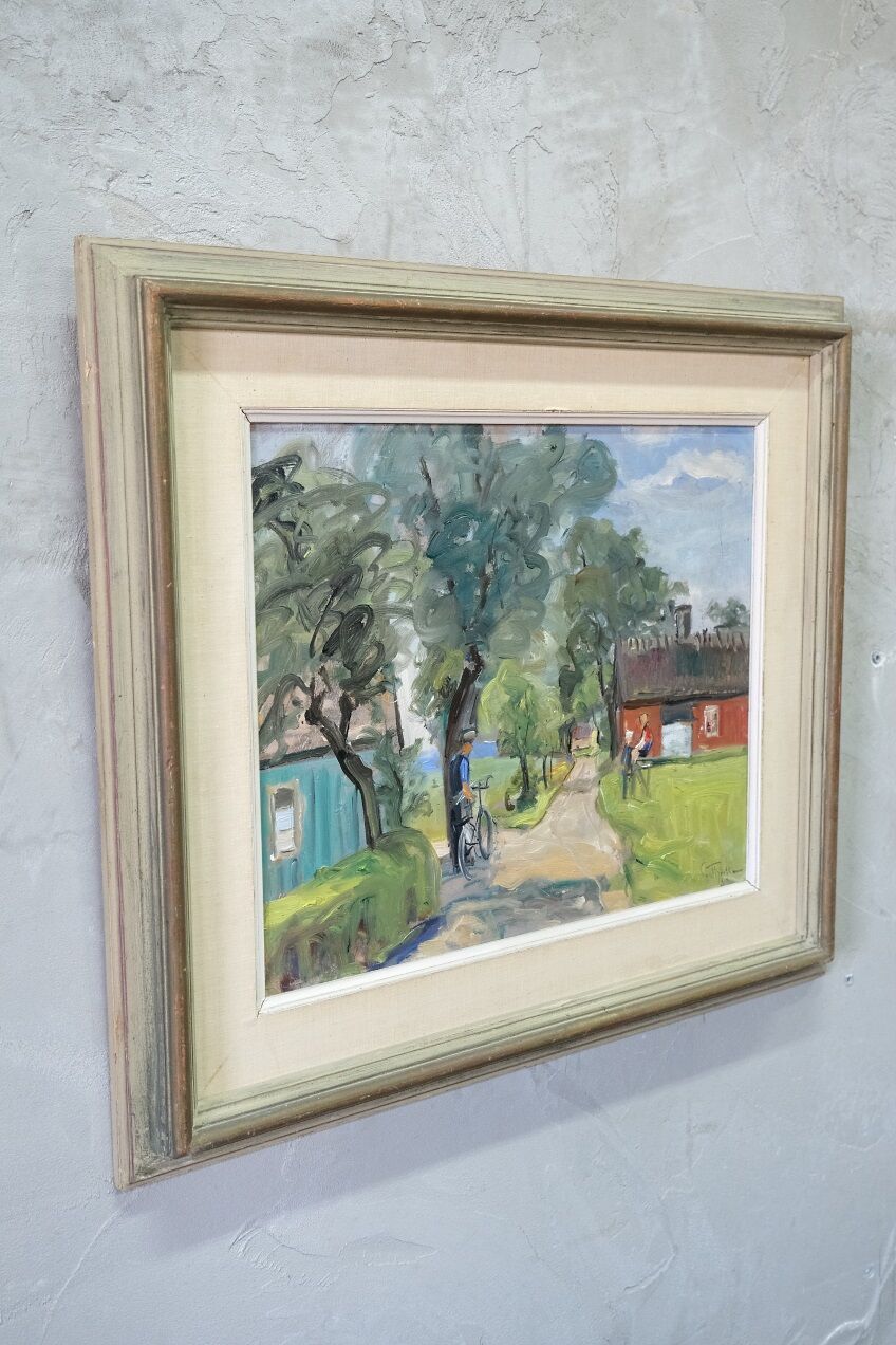 Carin Tham (1888-1967), Scandinavian Modern Landscape, 1942, Oil on Panel, Framed